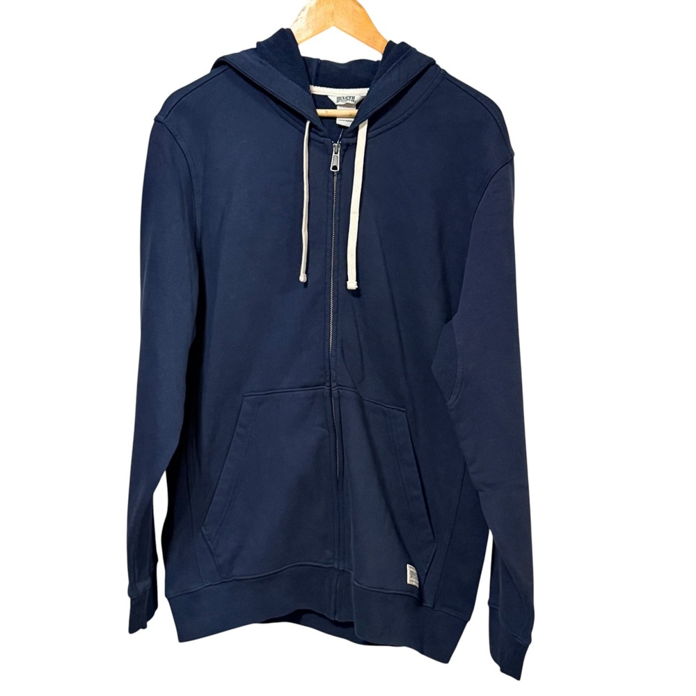 Duluth Trading Co Mens Navy Blue Full Zip Cotton Hoodie Relaxed Fit Medium 30378